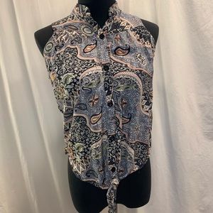 button up tank with tie